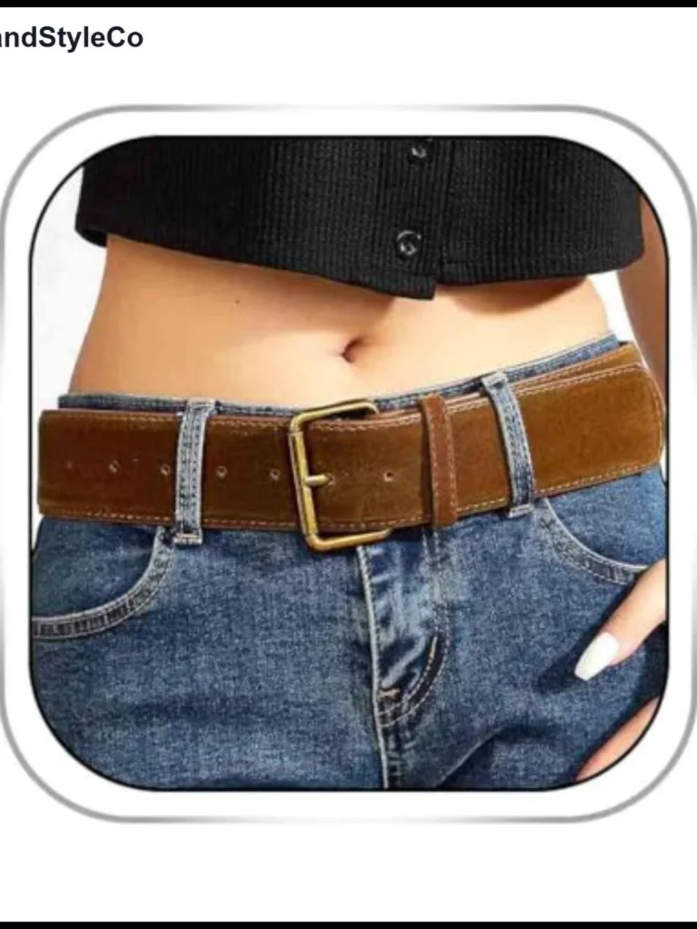 PU Western Belt Wide Chunky Suede Gold Buckle